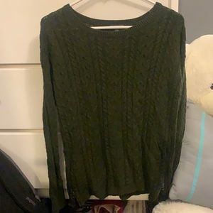 Dark green long sleeve, short zippers on sides